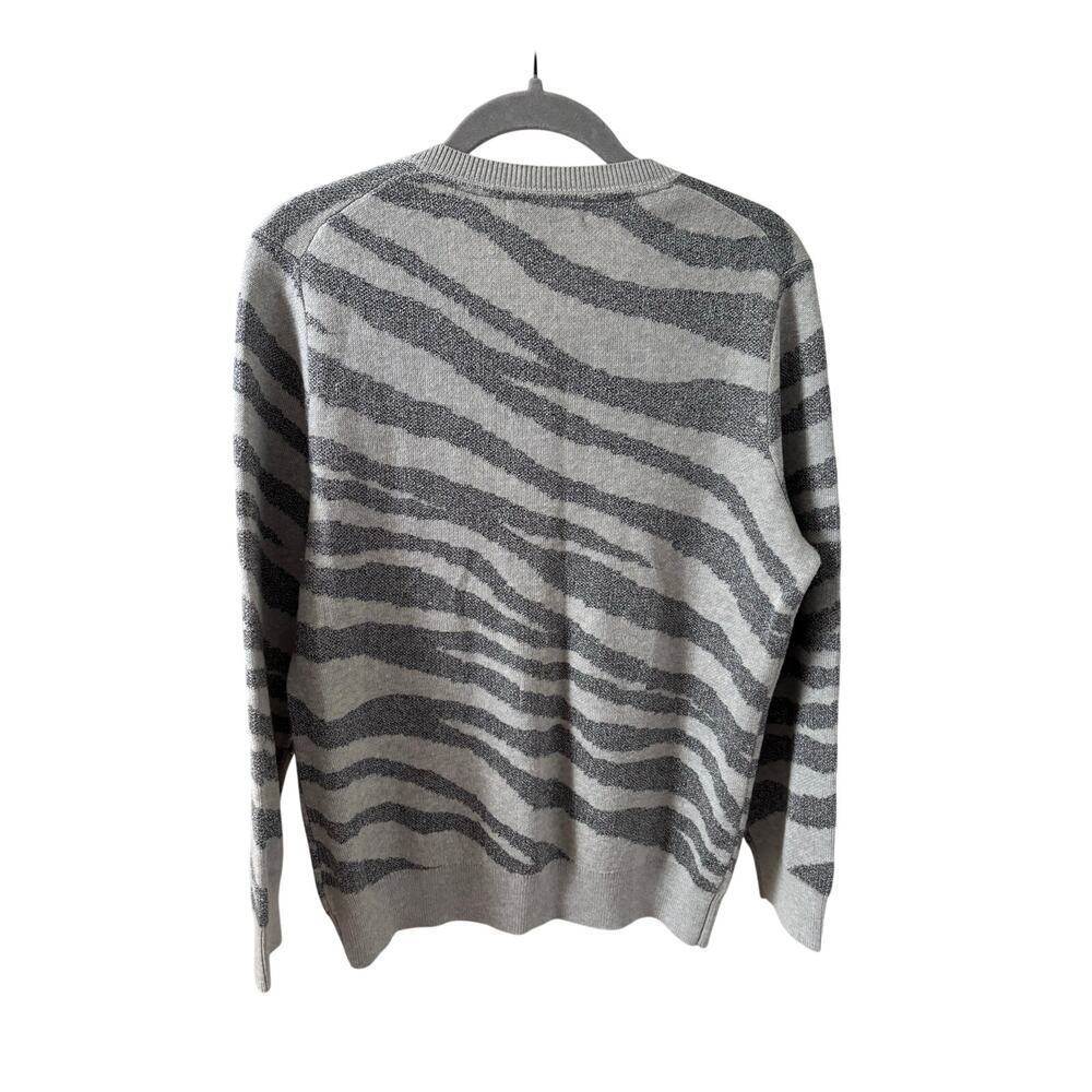 Banana Republic Zebra Print Cardigan Sweater Women’s Large Gray Metallic Knit - Picture 5 of 10